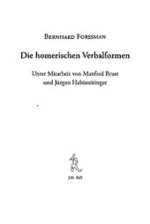 book Die homerischen Verbalformen