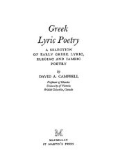 book Greek Lyric Poetry. A Selection of Early Greek Lyric, Elegiac and Iambic Poetry