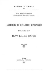 book Aneddoti in dialetto romanesco del sec. XIV, tratti dal codice vaticano 7654