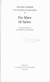 book Vestens tenkere fra antikken til våre dager. 3  Fra Marx til Sartre