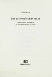 book Det autentiske menneske : med Charles Taylors blikk på menneskevitenskap og moral