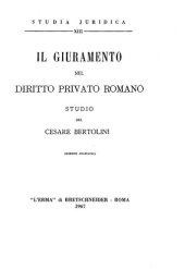 book Il giuramento nel diritto privato romano: studio