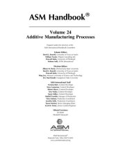 book ASM Handbook, Volume 24: Additive Manufacturing Processes