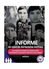 book Informe 50 días de represión en Perú. Vulneración de derechos humanos durante movilizaciones. 25/01/23