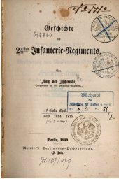 book Geschichte des 24ten Infanterie-Regiments 1813. 1814. 1815