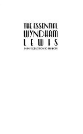 book The Essential Wyndham Lewis: An Introduction to His Work