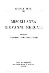 book Miscellanea Giovanni Mercati. Paleografia. Bibliografia. Varia