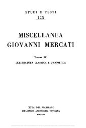 book Miscellanea Giovanni Mercati. Letteratura classica e umanistica