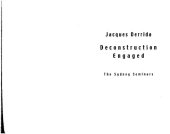 book Jacques Derrida: Deconstruction Engaged, The Sydney Seminars