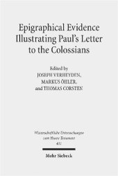 book Epigraphical Evidence Illustrating Paul's Letter to the Colossians