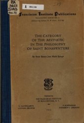 book The Category of the Aesthetic in the Philosophy of Saint Bonaventure