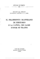 book Il frammento Maffeiano di Nestorio e la catena dei Salmi donde fu tratto