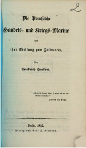 book Die Preußische Handels- und Kriegs-Marine und ihre Stellung zum Zollverein