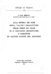 book Alla ricerca dei nomi degli «Altri» traduttori nelle Omelie sui Salmi di s. Giovanni Crisostomo e variazioni su alcune catene del Salterio