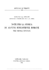 book Note per la storia di alcune biblioteche romane nei secoli XVI-XIX