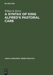 book A Syntax of King Alfred's Pastoral care