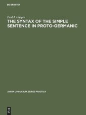 book The Syntax of the Simple Sentence in Proto-Germanic