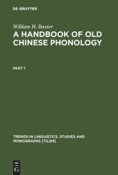 book A Handbook of Old Chinese Phonology