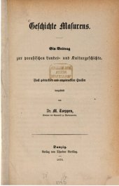 book Geschichte Masurens. Ein Beitrag zur preußischen Landes- und Kulturgeschichte