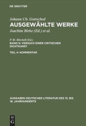 book Ausgewählte Werke: Band 6/4 Versuch einer Critischen Dichtkunst. Kommentar