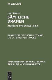 book Sämtliche Dramen: Band 2 Die deutschen Stücke. Die lateinischen Stücke