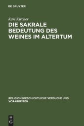 book Die sakrale Bedeutung des Weines im Altertum