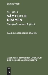 book Sämtliche Dramen: Band 3 Lateinische Dramen