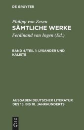 book Sämtliche Werke: Band 4/1 Lysander und Kaliste