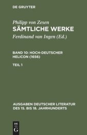 book Sämtliche Werke: Band 10/1 Deutscher Helikon. Erster Teil