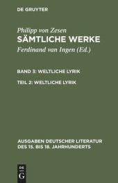 book Sämtliche Werke. Band 3/2 Weltliche Lyrik: Cats-Übersetzungen