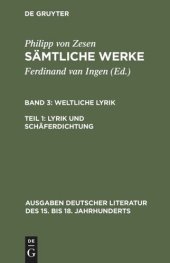 book Sämtliche Werke: Band 3/1 Lyrik und Schäferdichtung