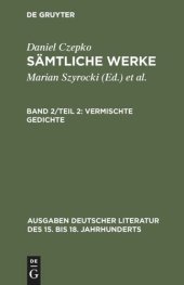 book Sämtliche Werke. Band 2/Teil 2 Vermischte Gedichte: Deutsche Gedichte