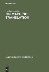 book On Machine Translation: Selected Papers