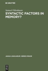 book Syntactic factors in memory?