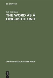 book The word as a linguistic unit