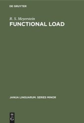 book Functional load: Descriptive limitations alternatives of assessment and extensions of application