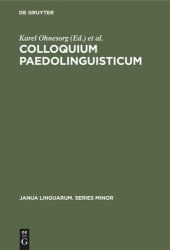 book Colloquium Paedolinguisticum: Proceedings of the First International Symposium of Paedolinguistics, held at Brno, 14–16 October 1970