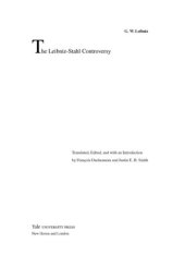 book The Leibniz-Stahl Controversy