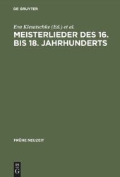 book Meisterlieder des 16. bis 18. Jahrhunderts