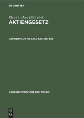 book Aktiengesetz: Lieferung 27 §§ 327a-328; 396-398