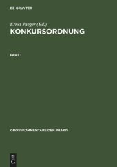 book Konkursordnung: Großkommentar. §§ 1 - 42, Register