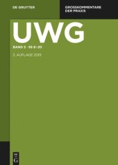 book UWG: Band 3 §§ 8-20; § 23 GeschGehG; Register