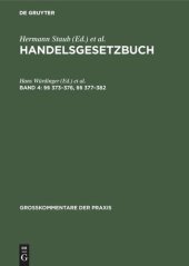 book Handelsgesetzbuch: Band 4 §§ 373–376, §§ 377–382