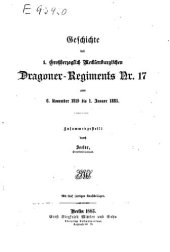 book Geschichte des 1. Großherzoglich Mecklenburgischen Dragoner-Regiments Nr. 17 vom 6. November 1819 bis 1. Januar 1885