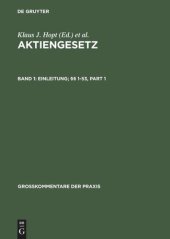 book Aktiengesetz: Band 1 Einleitung; §§ 1-53