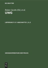 book UWG: Lieferung 11 § 1 Abschnitte C, D, E