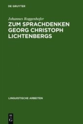 book Zum Sprachdenken Georg Christoph Lichtenbergs