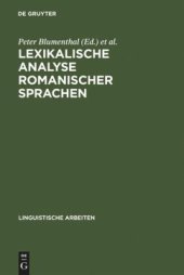 book Lexikalische Analyse romanischer Sprachen