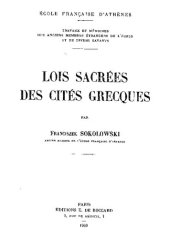 book Lois sacrées des cités grecques