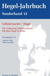 book Schleiermacher / Hegel. 250. Geburtstag Schleiermachers / 200 Jahre Hegel in Berlin